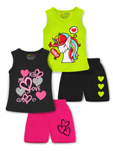 Trampoline Girls Printed Sleeveless T-shirt & Short Set Pack of 2