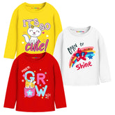 Trampoline Girls Full Sleeves Regular Fit T-Shirt (Pack of 3)