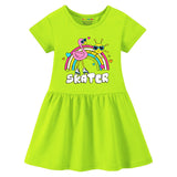 Trampoline Girls Midi Dress Combo | Half Sleeve Cotton Blend Dresses with Fun Prints | Soft & Stylish Everyday Outfits for Kids | Pack of 2