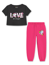 Trampoline Girls Printed Crop Top and Track pant Set Pack of 1