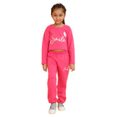 Trampoline Girls Pink Printed Crop Top with Trackpant