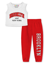 Trampoline Girls Printed Sleeveless Crop Top and Track pant Set Pack of 1