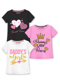 Trampoline Girls Pack of 3 Daddy & Heart T-Shirt - Multi Colour