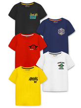 Trampoline Pack Of 5 Half Sleeves Pocket Printed Tees - Multi Colour