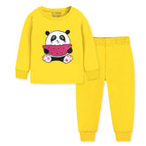 Trampoline Kids Cotton Terry Loop Patch-Work Printed T-shirt and Pyjama Set
