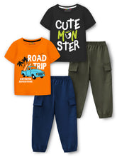 Trampoline Boys Printed T-shirt & Track Pant Set Pack of 2