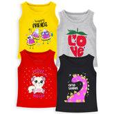 Trampoline Girls Sleeveless Regular Fit T-Shirt (Pack of 4)