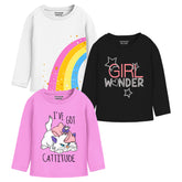 Trampoline Girls Full Sleeves Regular Fit T-Shirt (Pack of 3)