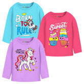 Trampoline Girls Full Sleeves Regular Fit T-Shirt (Pack of 3)