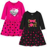 Trampoline Girls Midi Dress Combo | 3/4 Sleeve Cotton Dresses for Kids with Bright Prints | Everyday Comfort Meets Playful Style | Pack of 2