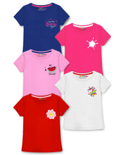 Trampoline Cotton Blend Pack Of 5 Half Sleeves Pocket Printed Tees - Multi Colour