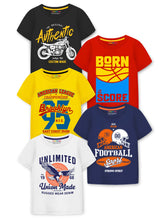 Trampoline Boys Pack Of 5 Typography Printed Round Neck T-shirts