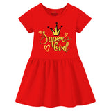 Trampoline Girls Midi Dress Combo | Half Sleeve Cotton Blend Dresses with Fun Prints | Soft & Stylish Everyday Outfits for Kids | Pack of 2