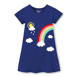 Trampoline Girls Midi Dress Combo | Half Sleeve Cotton Blend Dresses with Fun Prints | Soft & Stylish Everyday Outfits for Kids | Pack of 2