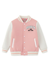 Trampoline Knit Full Sleeves Brooklyn Printed With Suede Body & Fleece Winter Varsity Jacket - Multi Colour