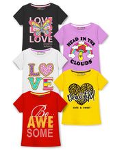 Trampoline Girls Pack Of 5 Graphic Printed Round Neck T-shirts