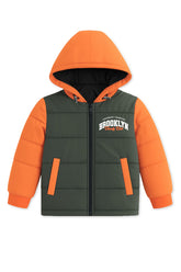 Trampoline Knit Full Sleeves Colorblock Puffer Winter Jacket With 2 Front Pockets - Multi Colour