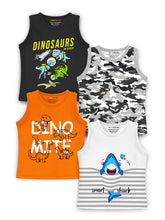 Trampoline Boys Sleeveless All Over Printed Printed T-Shirt Pack of 4