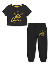 Trampoline Girls Printed Crop Top and Track pant Set Pack of 1