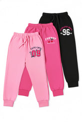 Trampoline Cotton Blend Knit Pack of 3 Printed Trackpants with Side Pocket - Multi Colour