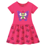 Trampoline Girls Midi Dress Combo | Half Sleeve Cotton Blend Dresses with Fun Prints | Soft & Stylish Everyday Outfits for Kids | Pack of 2