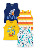 Trampoline Boys Sleeveless All Over Printed Printed T-Shirt Pack of 4