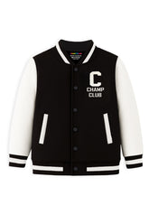 Trampoline Fleece Knit Full Sleeves Colour Blocked & Typography Printed Winter Varsity Jacket - Multi Colour