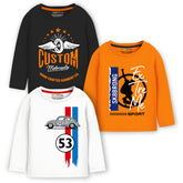 Trampoline Boys Graphic Print Full Sleeve T-Shirts Pack of 3