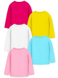 Girls Heart & Flower Printed Knit Full Sleeve T-Shirts – Pack of 5 | Trampoline Kids