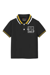 Trampoline Kids Cotton Blend Knit Half Sleeves Solid Polo T-Shirt - Black