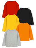 Boys Typography Printed Knit Full Sleeve T-Shirts – Pack of 5 | Trampoline Kids