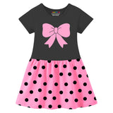 Trampoline Girls Midi Dress Combo | Half Sleeve Cotton Dresses with Fun Prints | Soft & Stylish Everyday Outfits for Kids | Pack of 2