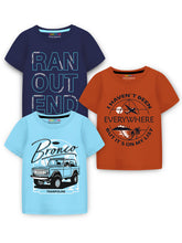 Trampoline Cotton Blend Knit Half Sleeves Pack Of 3 Typography Printed Tees - Multi Colour