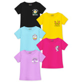 Trampoline Girls Graphic Print Half Sleeve T-Shirts Pack of 5