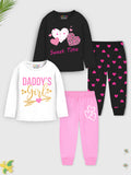 Trampoline Kids Girls Daddy Girl & Heart T-Shirt & Pajama Set Pack of 2 - Multicolor