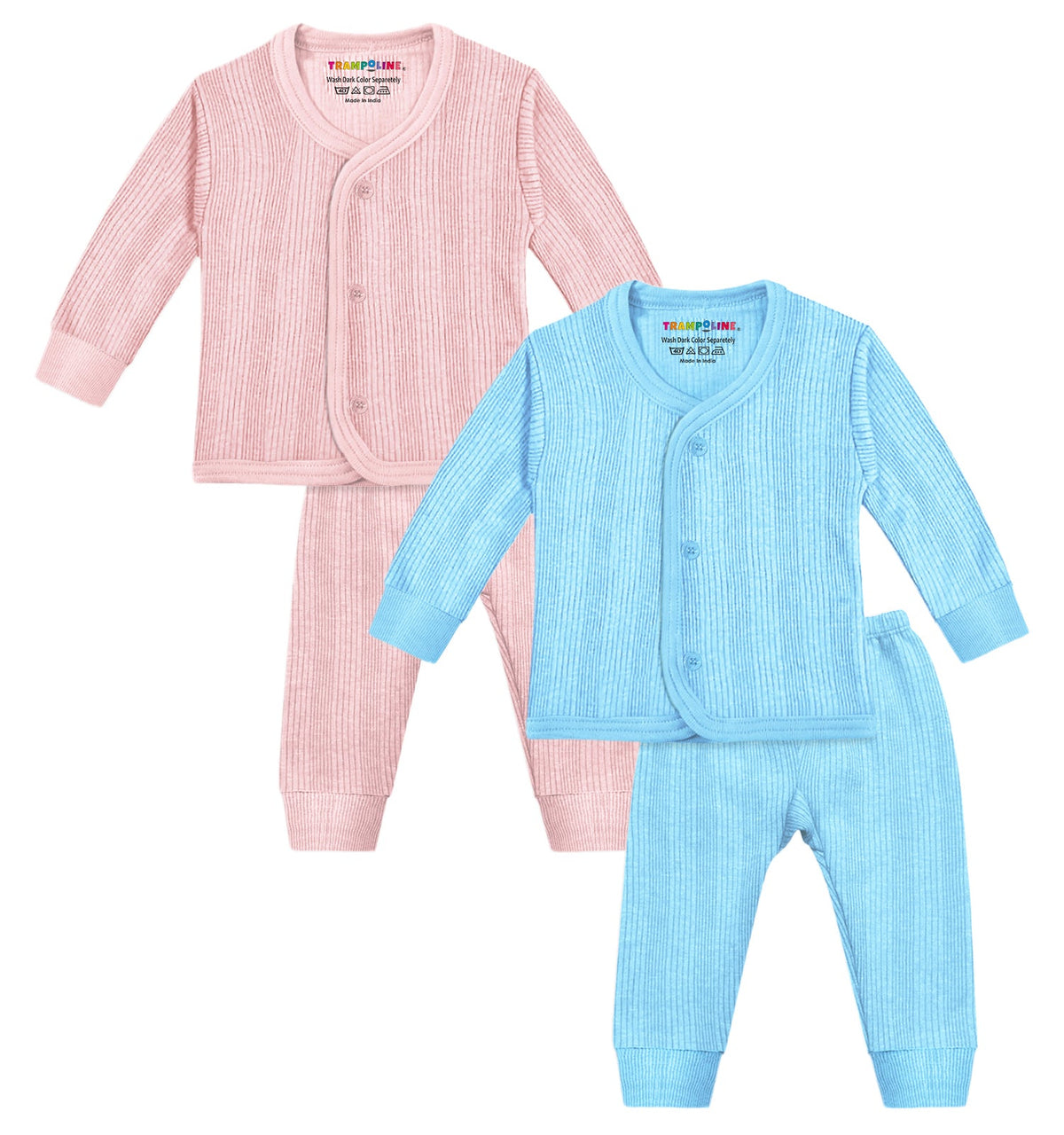 Trampoline Pack Of 2 Pastel Pink & Blue Striped Thermal Set