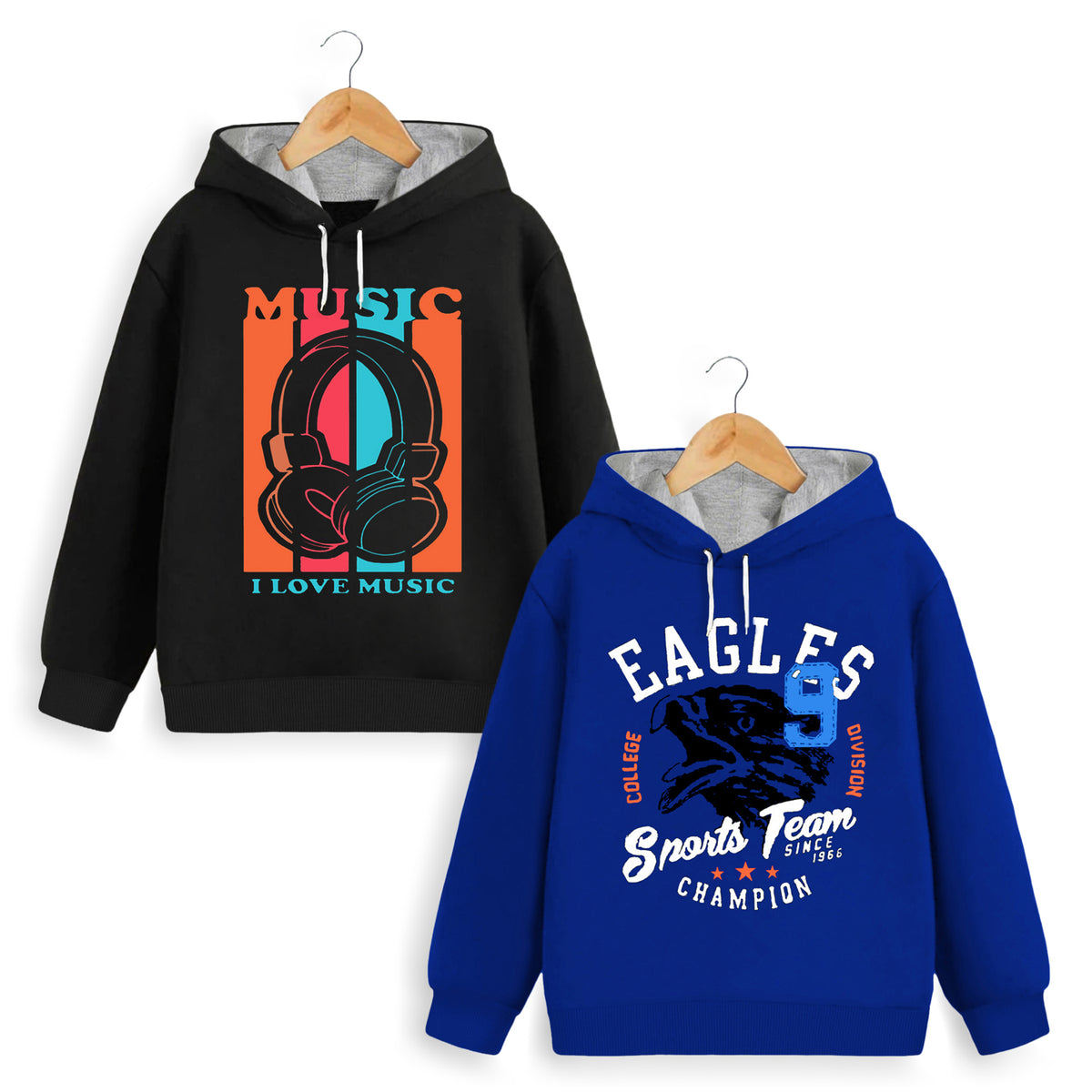 Trampoline Boys Full Sleeve Printed Hooded Sweatshirt (Pack of 2)