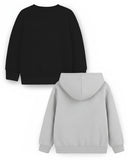 Trampoline Fleece Knit Full Sleeves Space & Nyc Printed Winter Sweatshirt Pack Of 2 - Black Grey