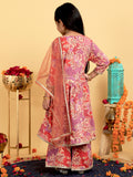 Trampoline Girls Floral Printed Kurta & Palazzo Set With Dupatta