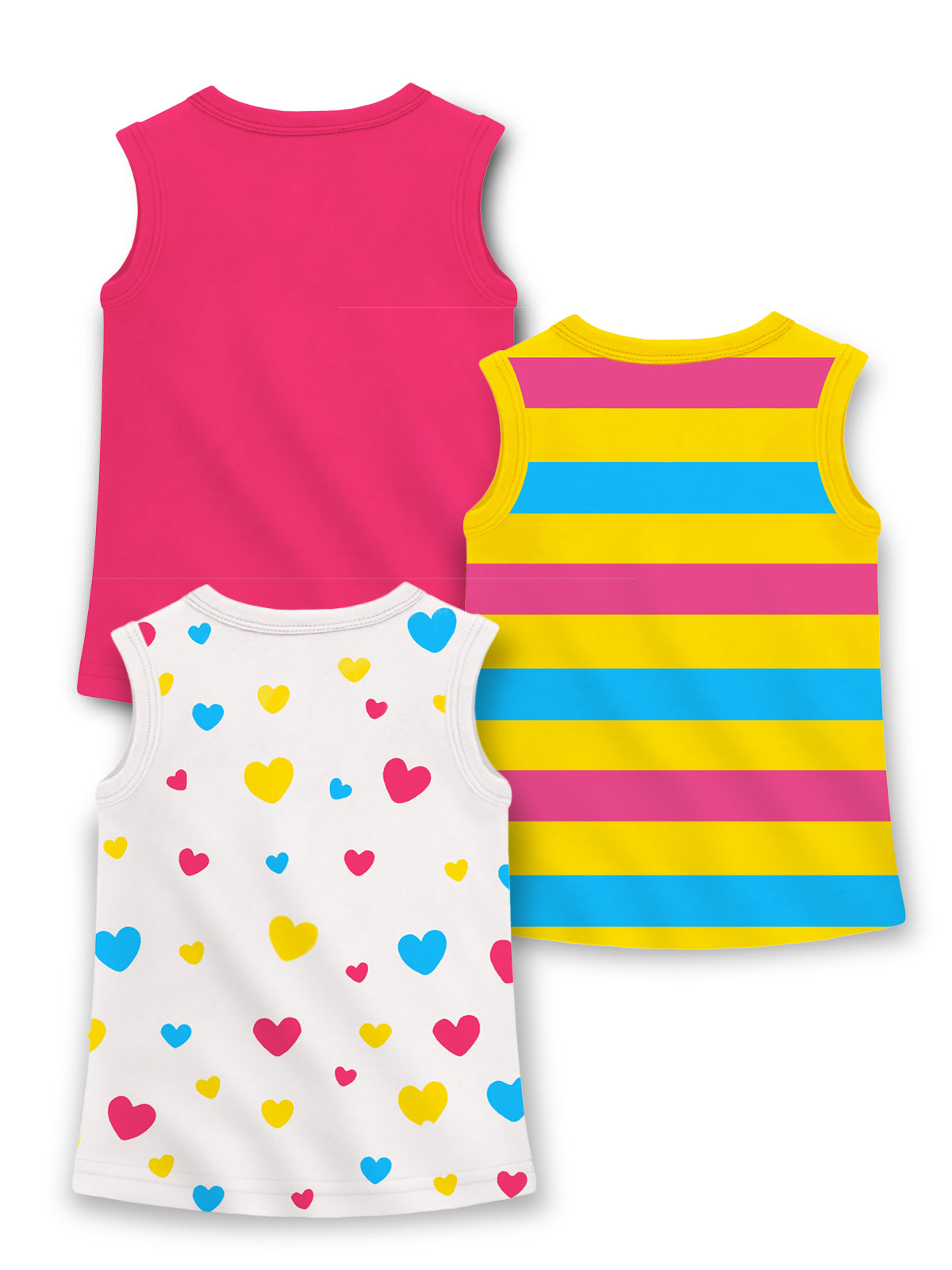 Trampoline Girls Sleeveless All Over Printed Printed T-Shirt Pack of 3