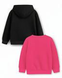 Trampoline Fleece Knit Full Sleeves Bee Mine Printed Winter Sweatshirt Pack Of 2 - Black Pink