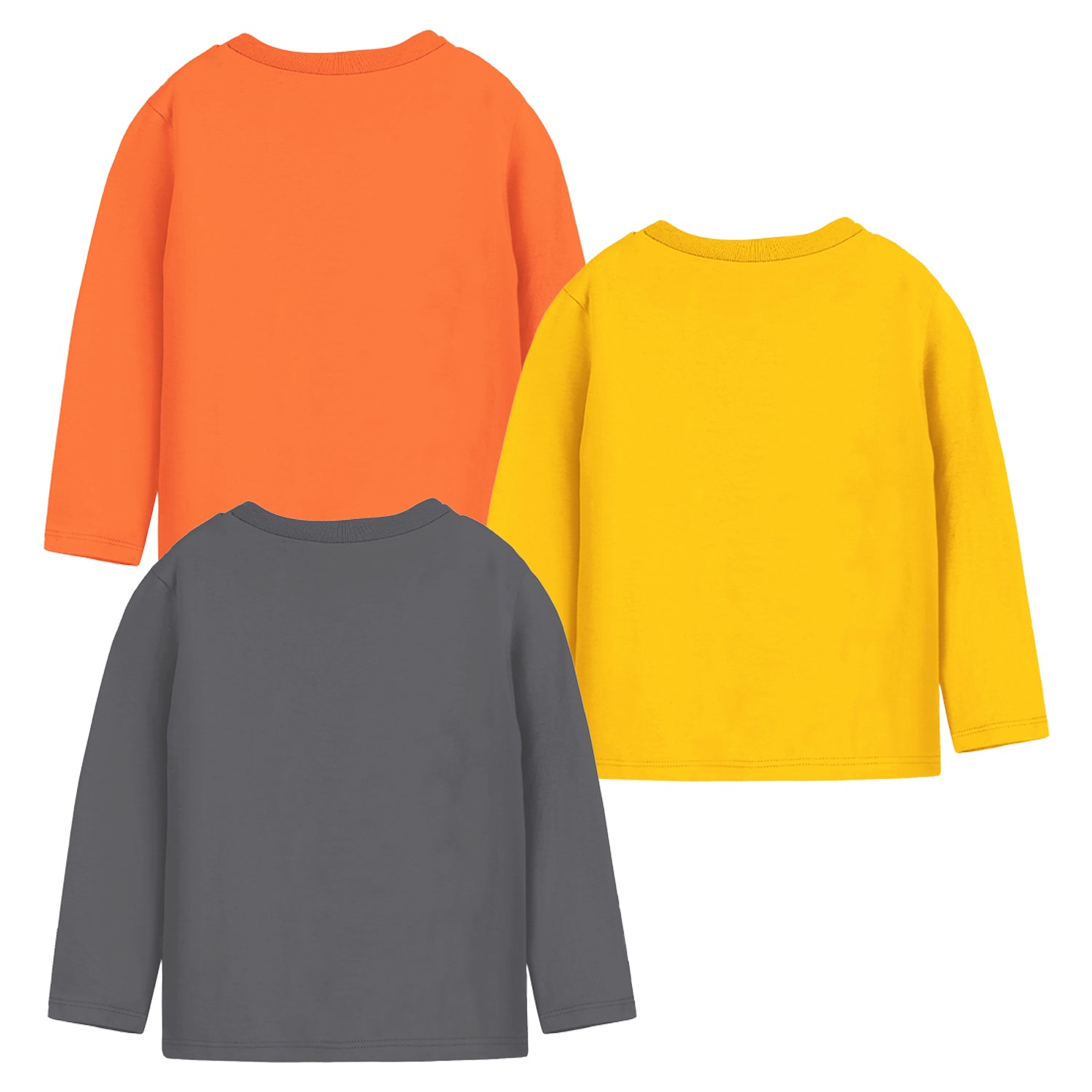 Trampoline Boys Full Sleeves Regular Fit T Shirt Pack of 3 Yellow Grey Orange