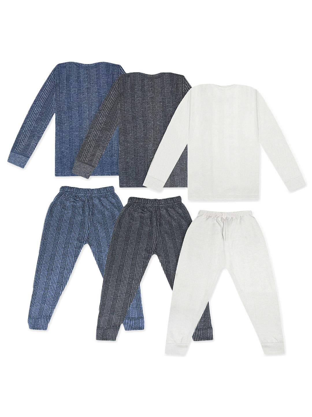 Trampoline Boys & Girls Striped Top-Pyjama Thermal Set (Pack of 3)