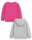 Trampoline Fleece Knit Full Sleeves Totally Awesome & Unicorn Printed Winter Sweatshirt Pack of 2 - Pink Grey