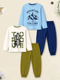 Trampoline Boys Cotton Blend Vehicle & Mountains Print T-Shirt & Pyjama Set – Pack of 2 (Multi Colour)