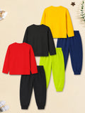 Trampoline Boys Cotton Blend Racing & Camping Print T-Shirt & Pyjama Set – Pack of 3 (Multi Colour)