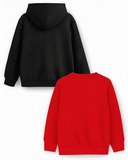 Trampoline Fleece Knit Full Sleeves Text Printed Winter Sweatshirt Pack Of 2 - Black Navy Blue