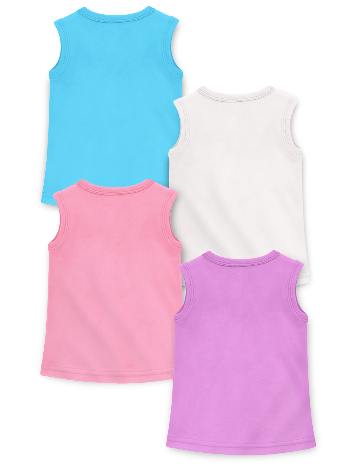 Trampoline Cotton Blend Pack Of 4 Sleeveless Rainbow & Butterfly Printed T-Shirts- Multi Colour