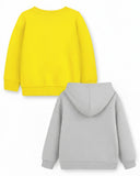 Trampoline Fleece Knit Full Sleeves The Wonder Girl & Unicorn Printed Winter Sweatshirt Pack Of 2 - Yellow Grey