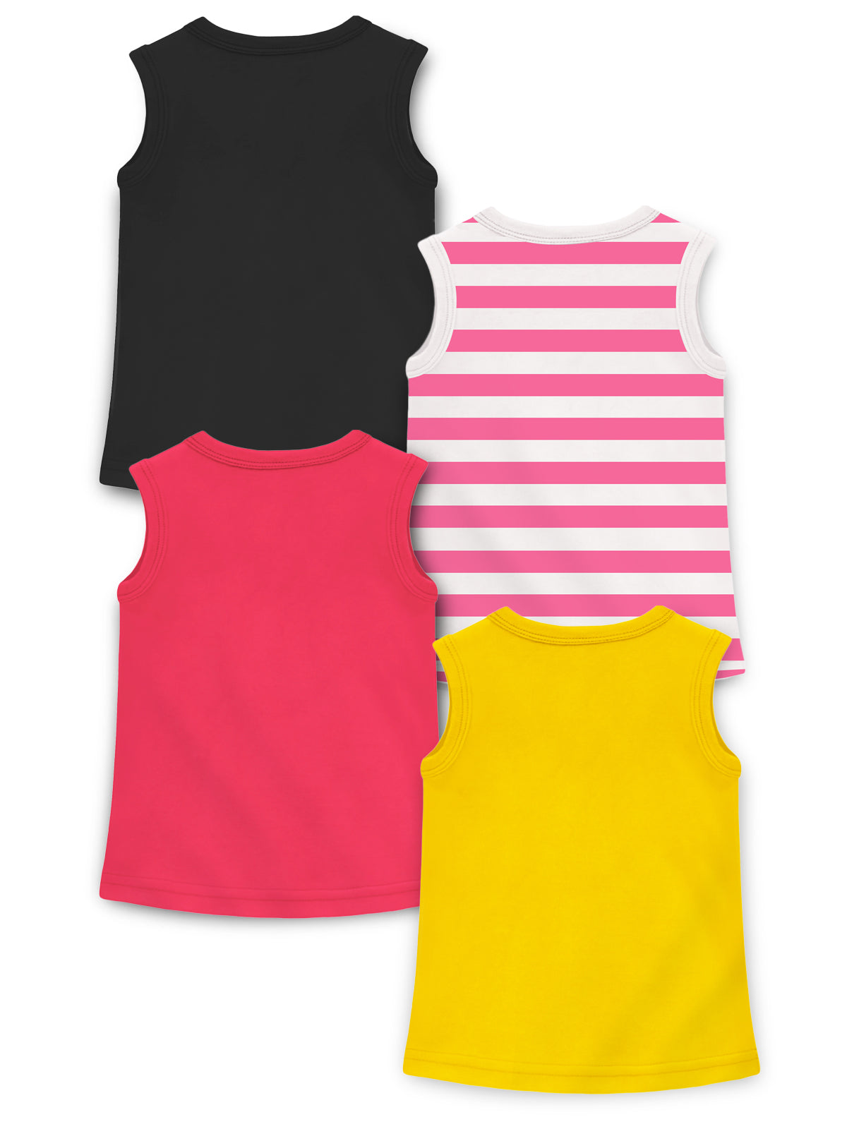 Trampoline Cotton Blend Pack Of 4 Sleeveless Unicorn & Lets Shine Printed T-Shirts- Multi Colour